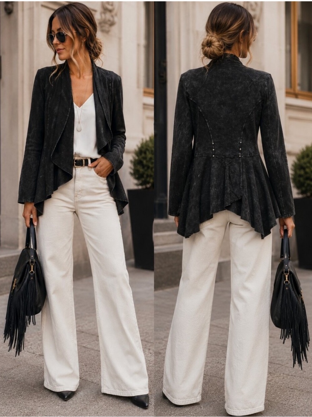 Testimony Los Angeles Black Draped Open-Front Victorian Jacket Size Small New